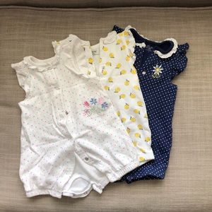 BOGO Little Me summer sleeveless with ruffles and with shorts onesie (3 pack)